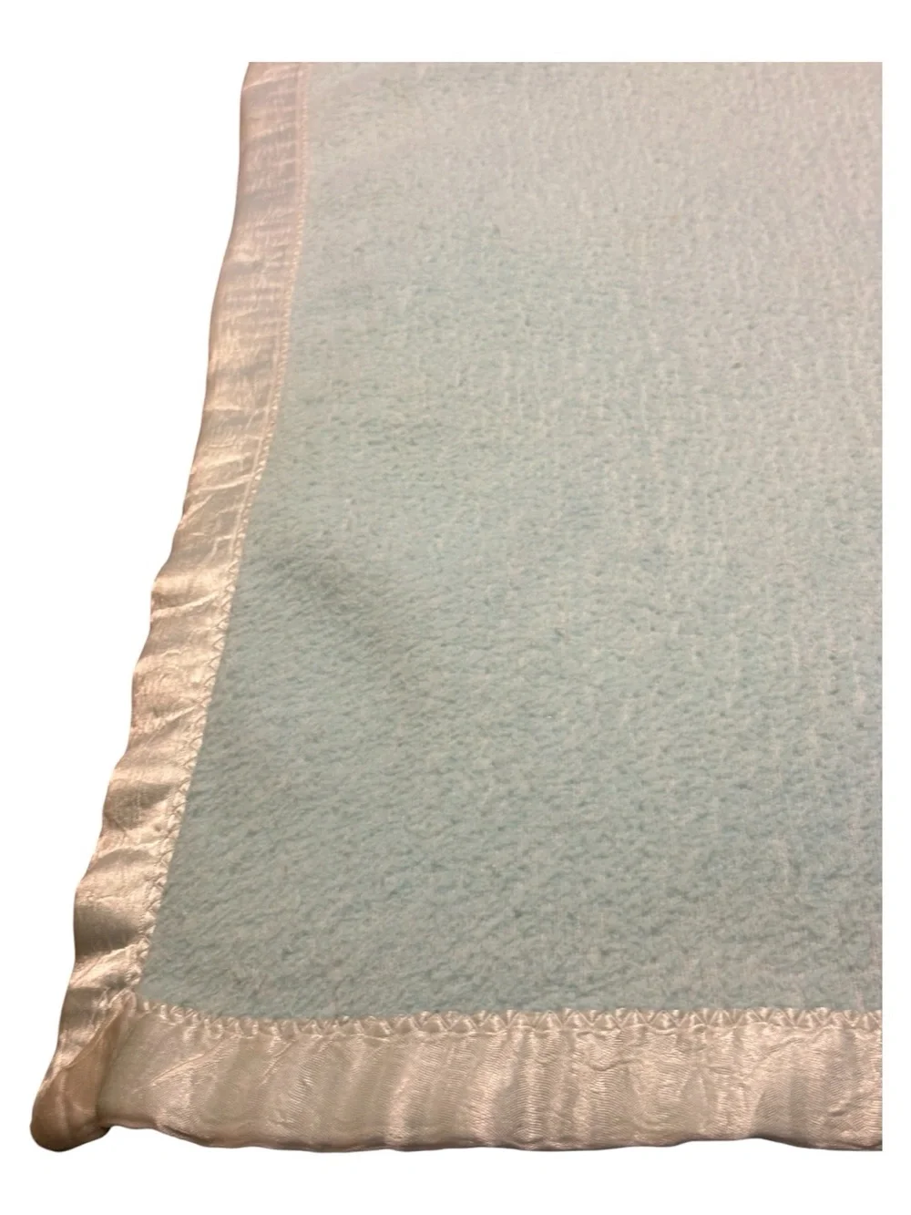 Vintage Green Baby Blanket Gray White Kitten Cats Blue Eyes Satin Trim Nursery